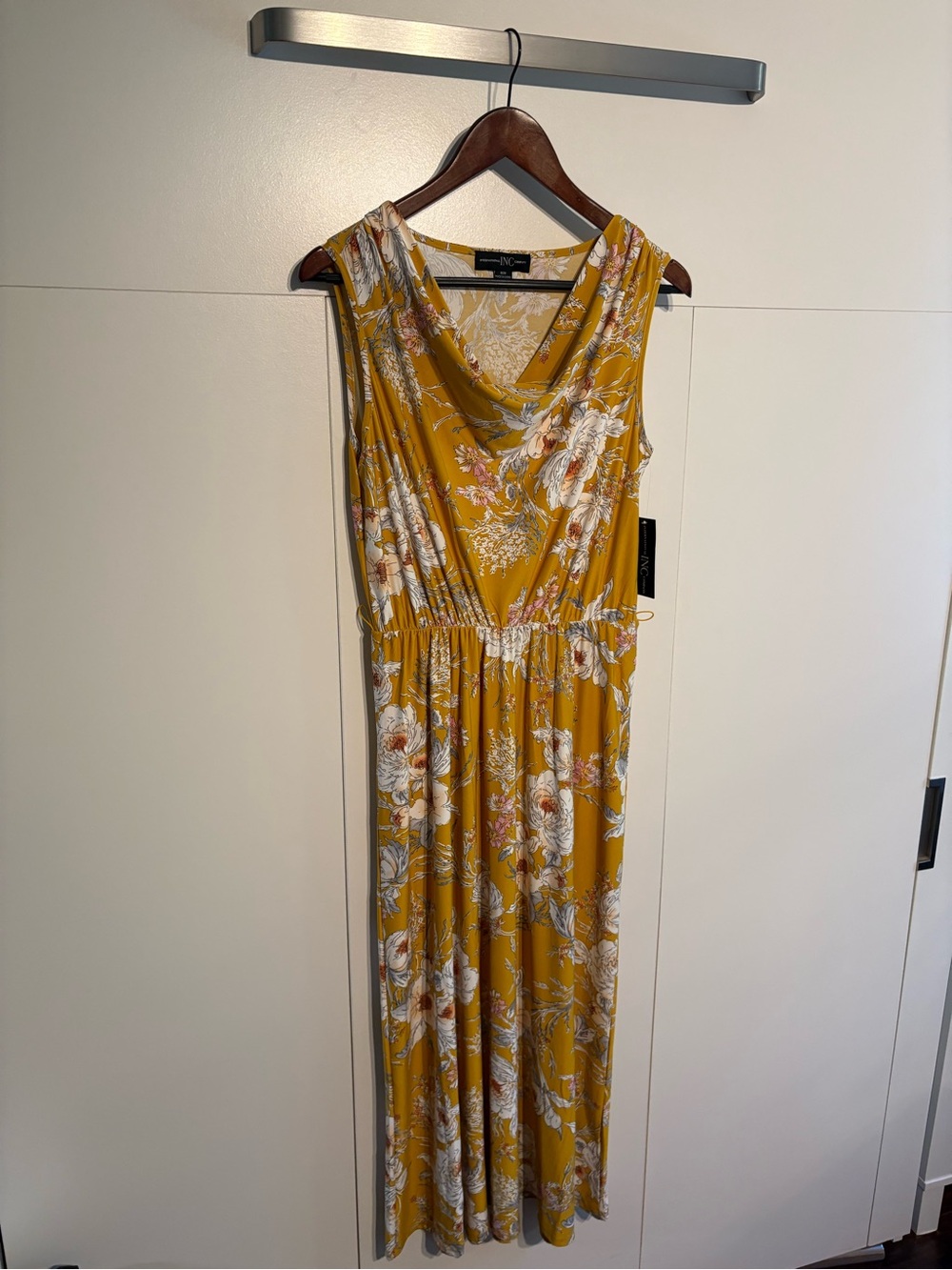 INC International Concepts Mustard Floral Sleeveless Maxi Dress